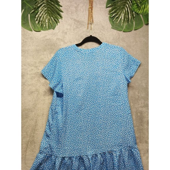 Women Mini Dress Dropped Waist V-neck Button Front Closure US SIZE 10 - Picture 12 of 14